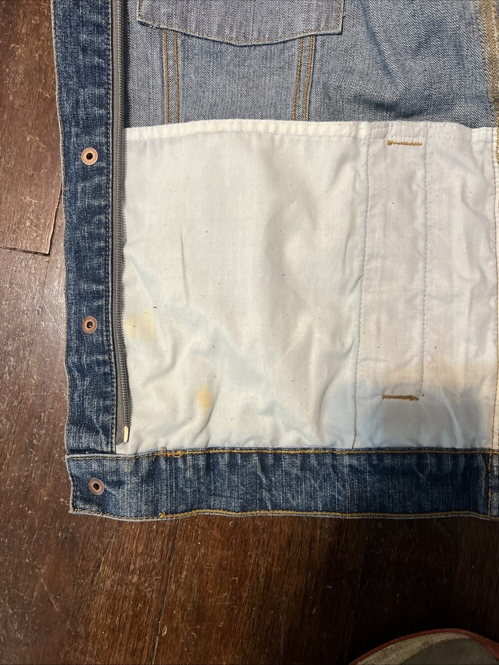 Urban Pipeline Up Jean Jacket Large Medium Wash Snaps Chest Pockets Relaxed 90s - Picture 9 of 9